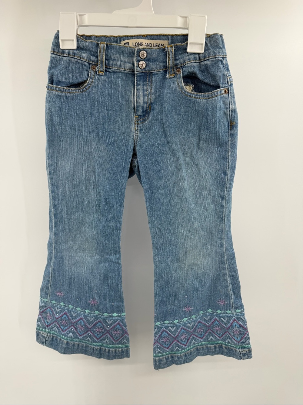 Gap Flared Embroidered Leg Details Jeans Size 6 Plus Adjustable Waistband